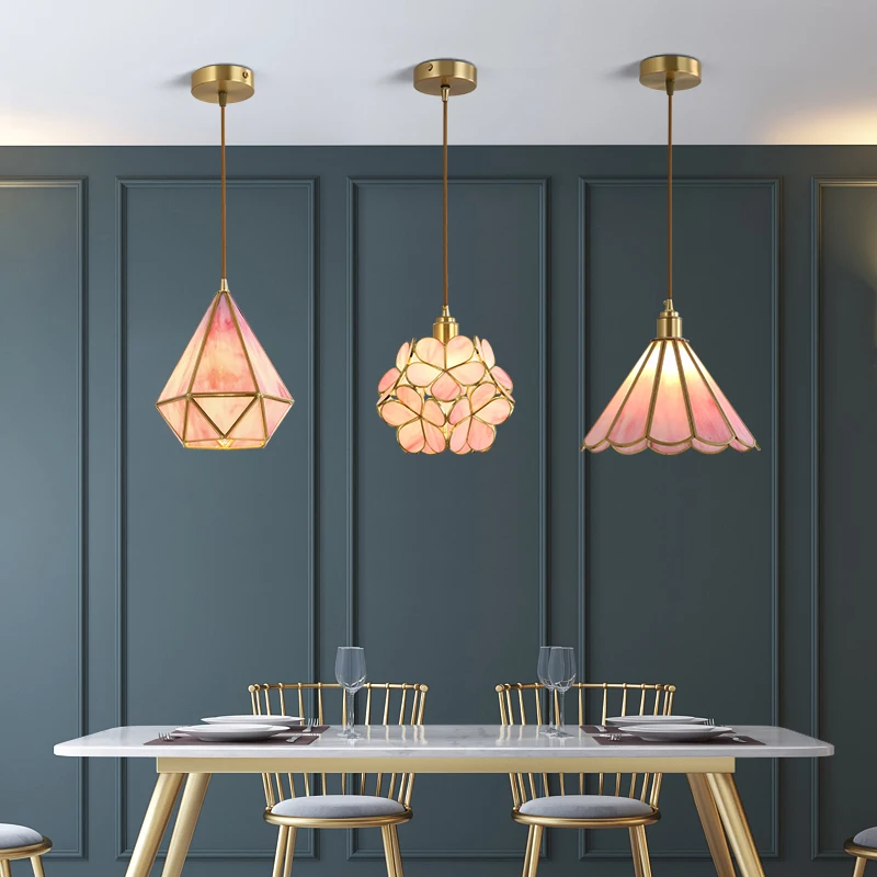 Nordic Luxury Crystal Flower Chandeliers For Kitchen island Dining Room Bedroom Geometric Ceiling Pendant Indoor Light Fixtures