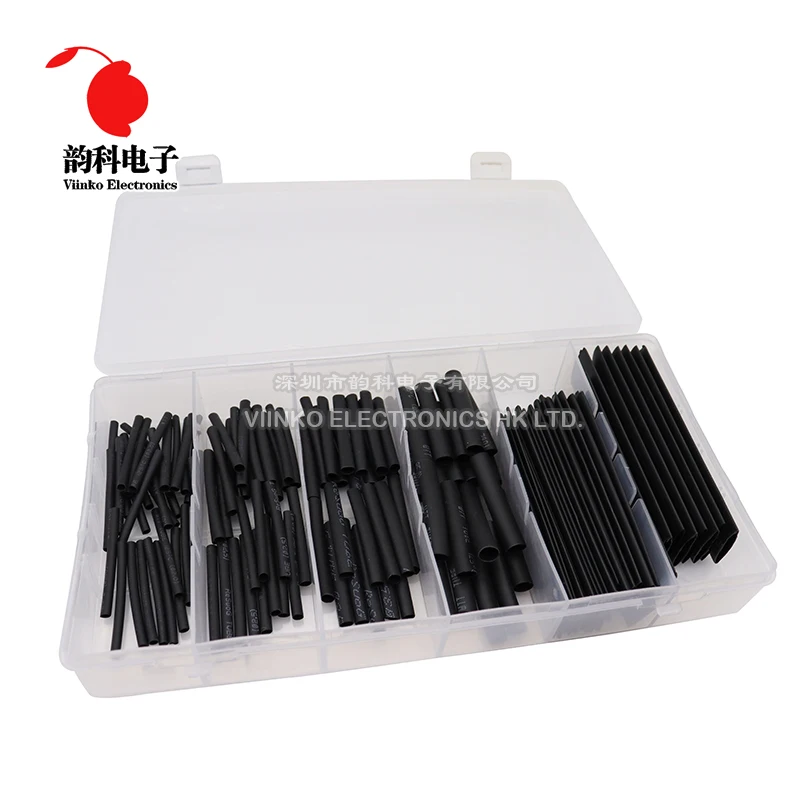 

127pcs/164pcs/328pcs Assortment Electronic 2:1 Wrap Wire Cable Insulated Polyolefin Heat Shrink Tube Insulation Sleeving Set