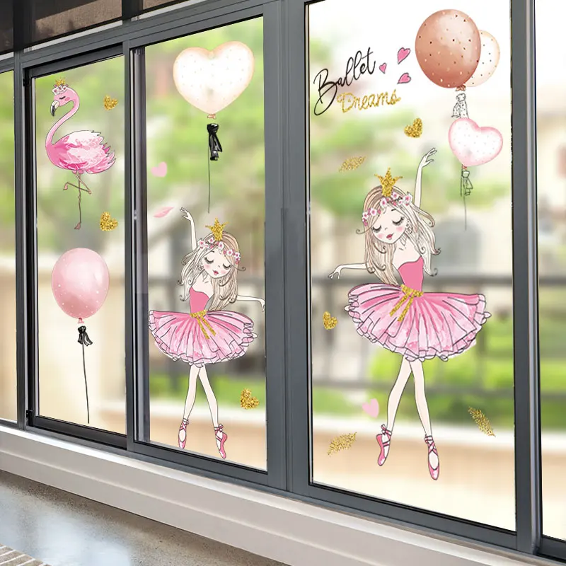 

Girl Flamingo Wall Stickers DIY Cartoon Balloons Wall Decals for Kids Rooms Baby Bedroom Kindergarten Nursery House Decoration