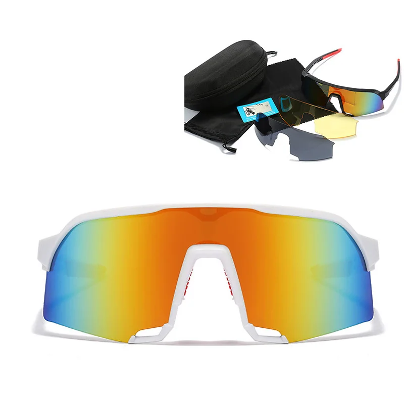 

Очки солнцезащитные с 3 линзами UV400 для мужчин и женщин, поляризационные ветрозащитные, для езды на велосипеде и дорожных велосипедах