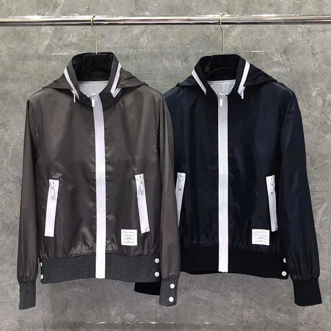 

TB 2023 Fashion THOM Brand Jacket Men Cardigans Clothing Waterproof windproof Sports baseball uniform Spring Autumn Casual Coat