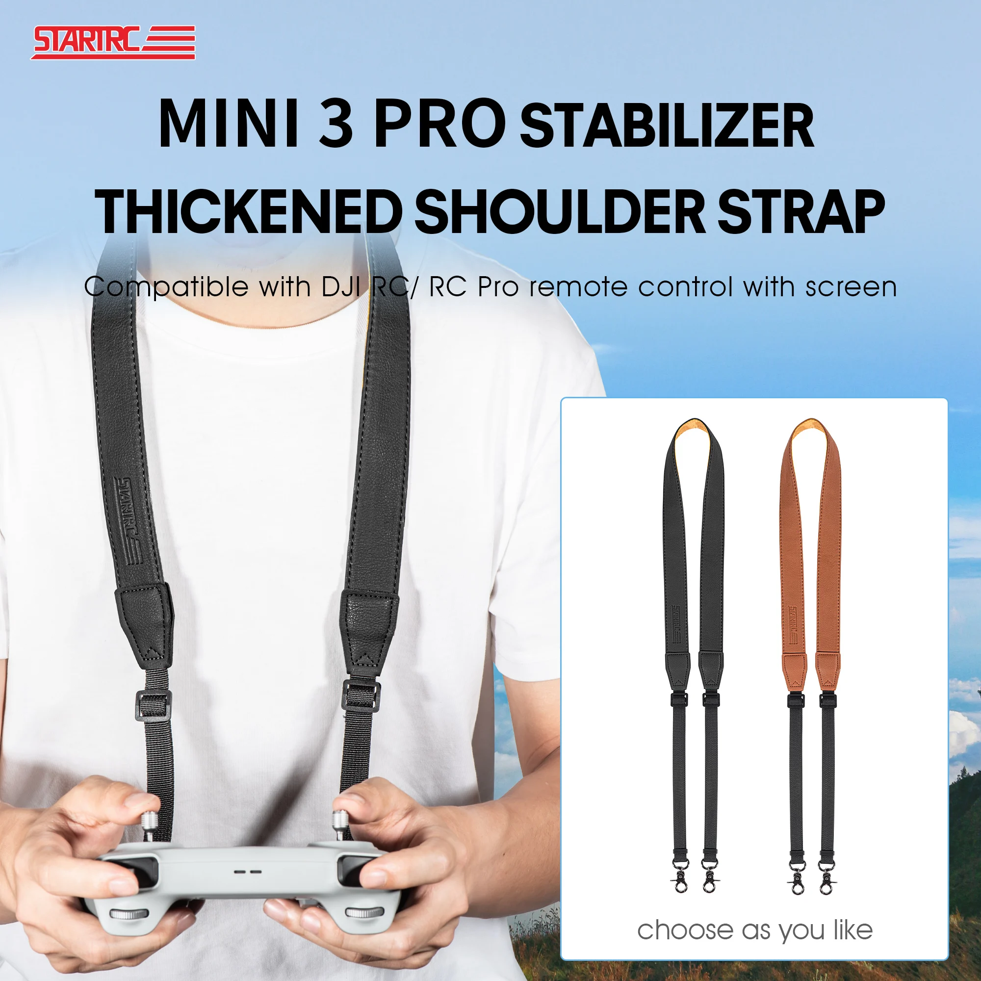 

DJI RC PRO Controller Shoulder Strap Cowhide Neck Lanyard Adjustable Rope for DJI Mini 3 PRO Drone Remote Control Accessories