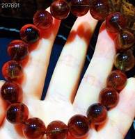 natural red auralite 23 cacoxenite clear round beads bracelet 11mm women men canada stretch rarest jewelry aaaaa