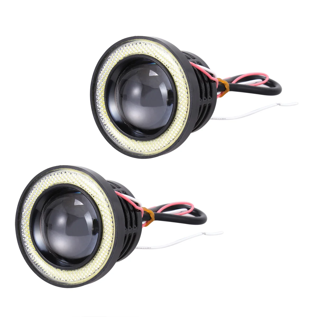 

2 PCS 25 inch 30W 12V Angel Eyes Ring Lights COB Headlights Marker Bulbs for Car (White Light White Ring)
