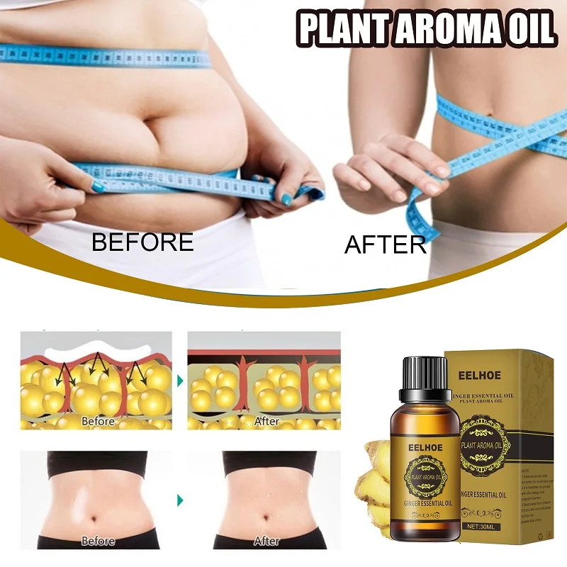 

EELHOE Ginger Slimming Oil Lymphatic Drainage Anti Aging Plant Essential Oil Promote Metabolism Full Body Slim Massage Oils 30ML