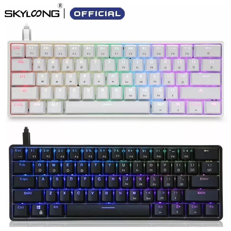 

Портативная механическая клавиатура Skyloong Mini 60%, Беспроводная игровая Bluetooth клавиатура Gateron Mx RGB с подсветкой GK61 SK61 для рабочего стола