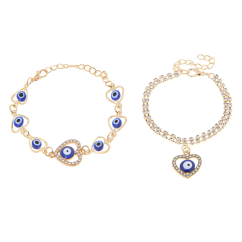 

2pcs Heart-shape Charm Hollow Creative Wrist Chain Hand Jewelry Wristband Hand Decor