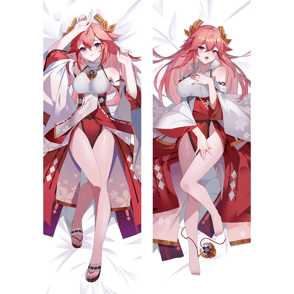 

50x180 см Game Genshin Impact Guuji Yae Miko Cosplay Подушка «Dakimakura» чехол мультфильм Kawaii аксессуары реквизит Рождественские подарки