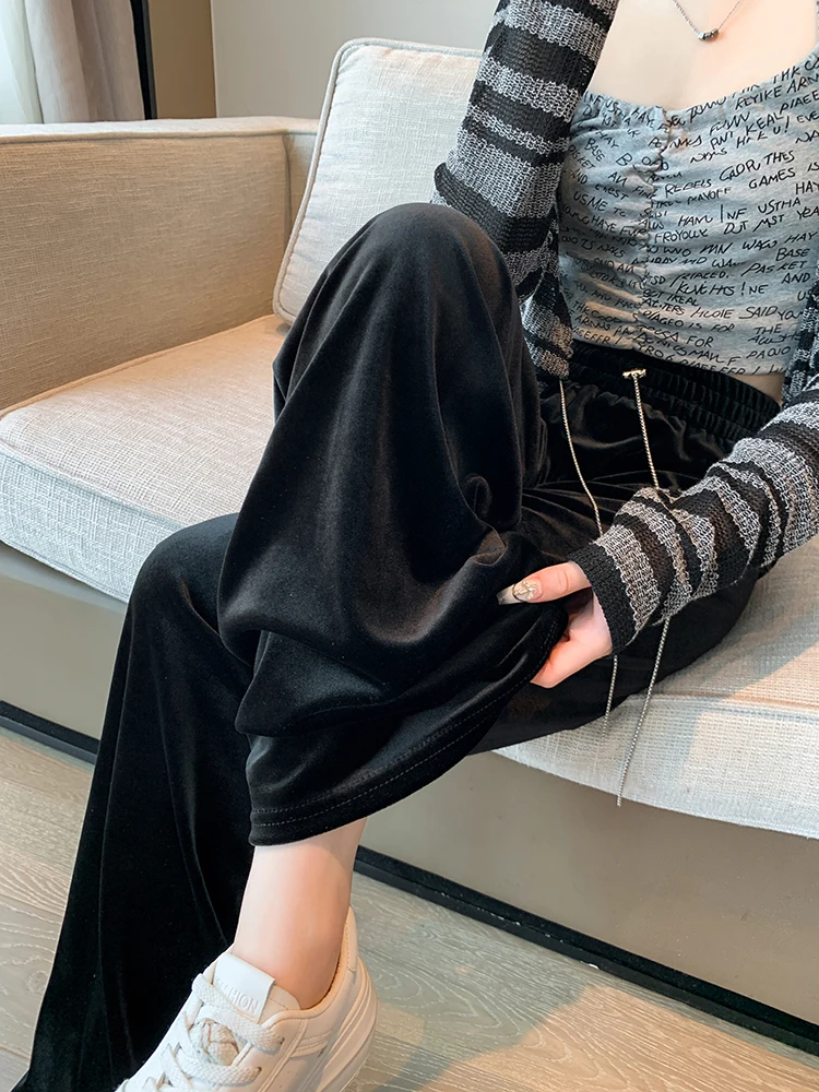 Женские повседневные Бархатные брюки ITOOLIN с эластичной высокой талией свободные