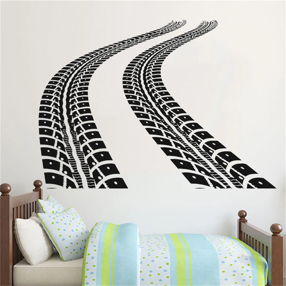 Наклейки на стену в виде дороги с шинами виниловые Стикеры для украшения