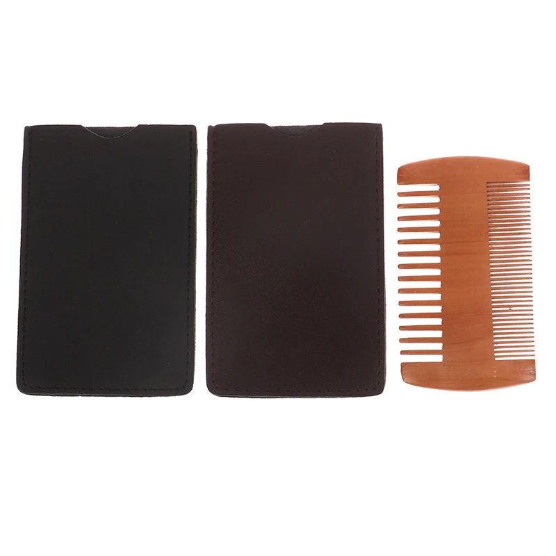 

Антистатическая двухсторонняя Расческа для бороды из натурального дерева с искусственной кожей, отличный подарок для мужчин, инструменты для ухода за волосами