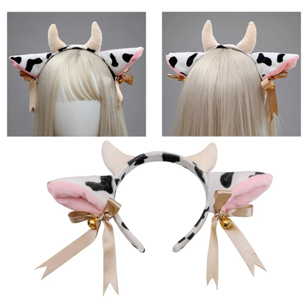 Купи 2022 New Cartoon Plush Fox Cow Ear Headband Cosplay Hair Hoop Animal Hairband Lolita Hair Hoop Kawaii Animal Headdress за 200 рублей в магазине AliExpress