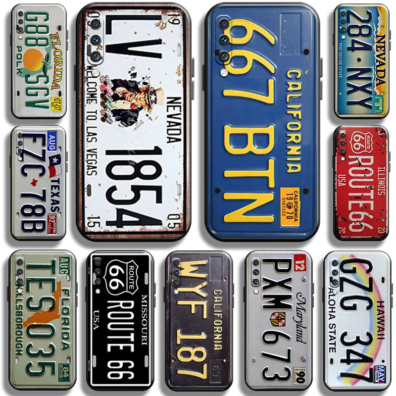 

Vintage Retro License Plate For Samsung Galaxy A70 Phone Case Soft Shell Funda Cover Back Coque Carcasa Liquid Silicon Cases