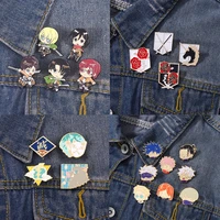 3 5pcsset japanese anime cartoon pins demon slayer jujutsu kaisen badge pin gojo satoru metal decorative brooches for backpack