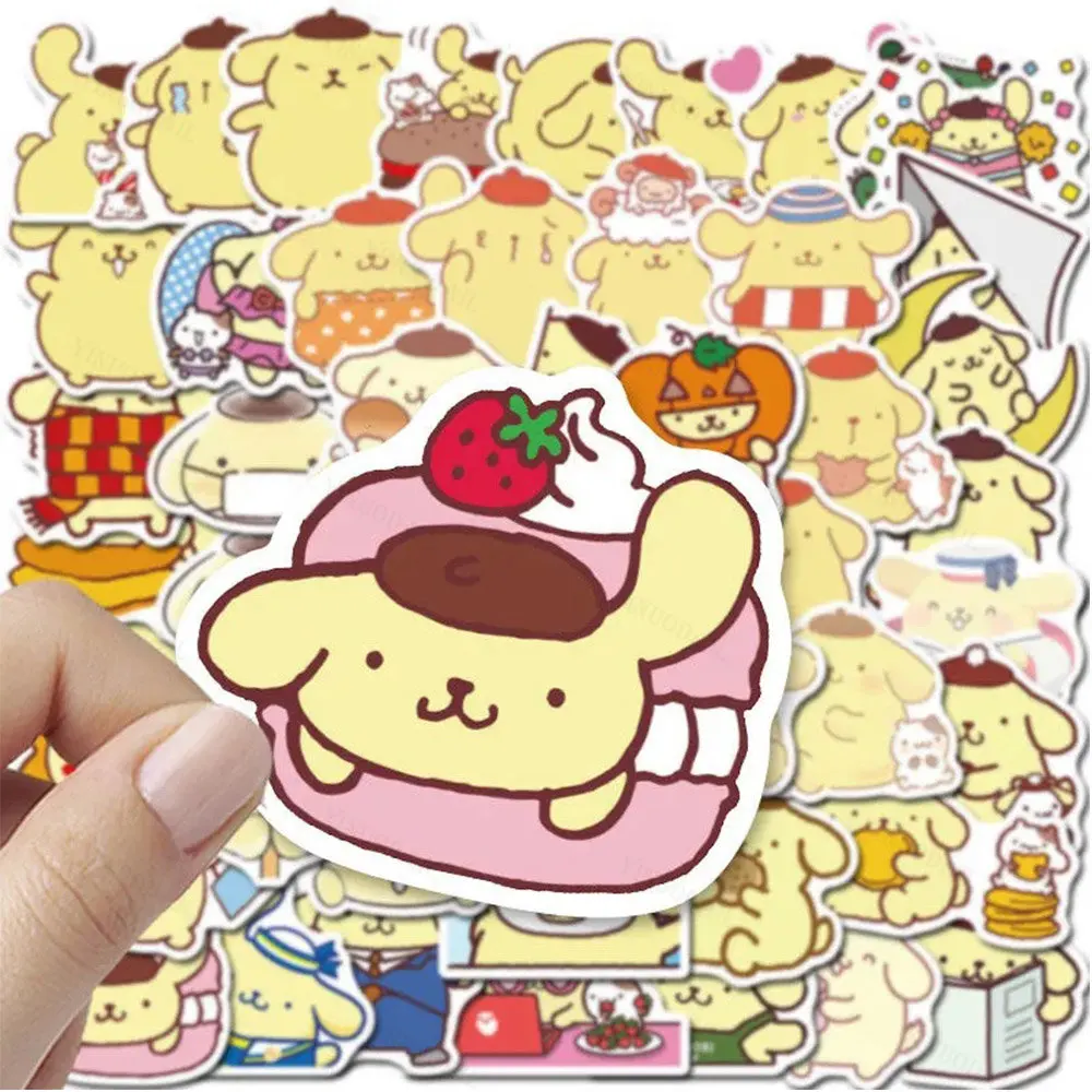 

100pcs Cute Pompom Purin Sticker for Kids Decorative Phone Skateboard Diary Laptop Guitar Waterproof Cartoon Sticker Pack