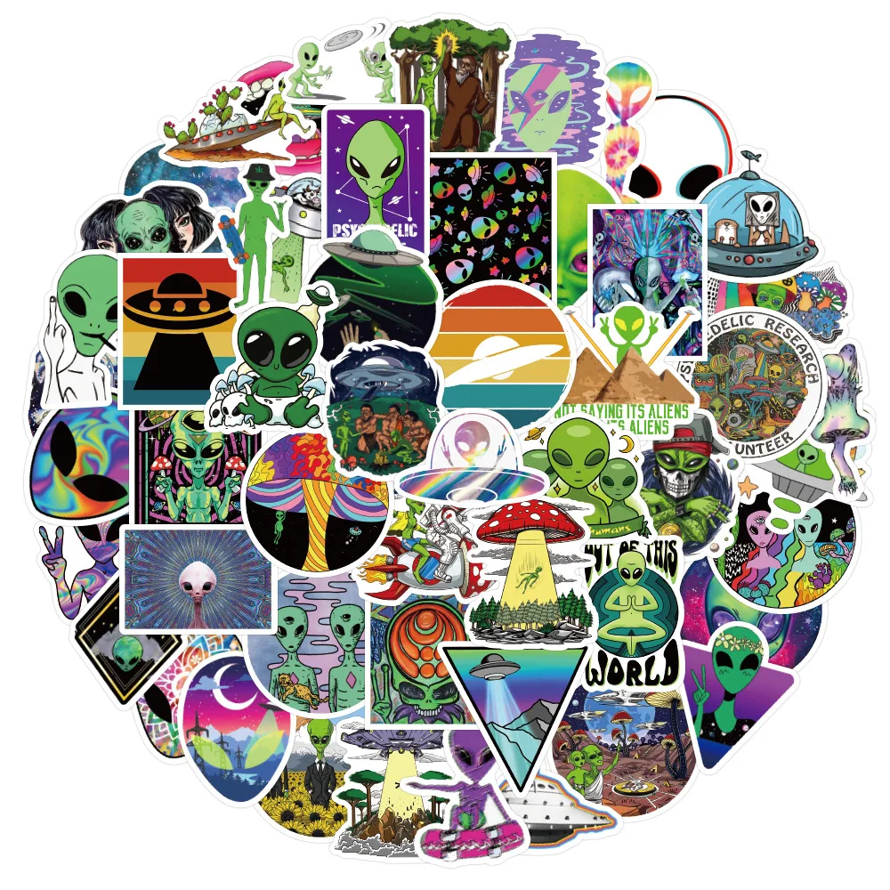 

50pcs Alien Graffiti Stickers For Kids Luggage Guitar Motorcycle Car Laptop Cartoon Sticker Decals DIY Toy