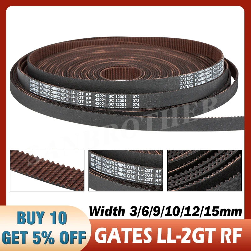 Ремень Gates 2GT синхронный ремень ширина 3 мм 6 9 10 12 15 износостойкий GT2 для Ender3 cr10 Anet
