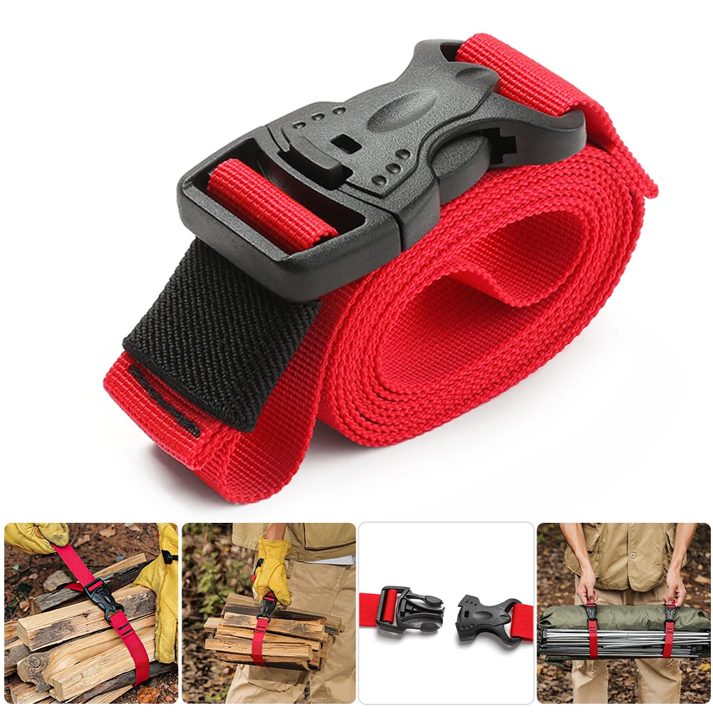 

2x 60/100/150cm Nylon Cargo Tie Rope Multi-function Luggage Lash Belt Strap Quick Release Buckle Belt Camping Kit