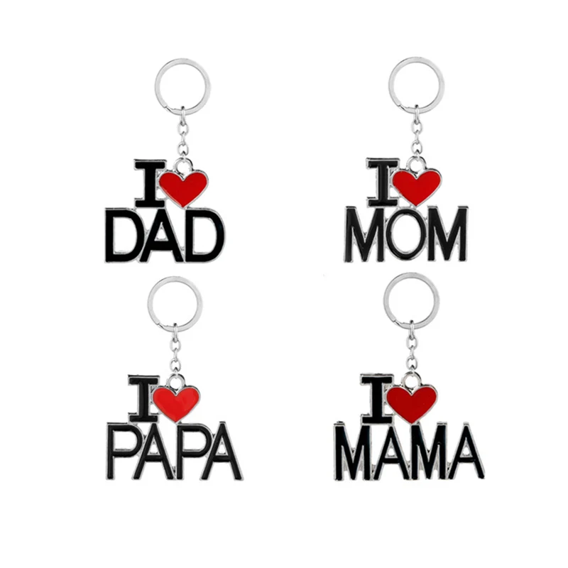 

Fashion Letter I Love Mom/Dad I Love Mama/Papa Enamel Pendant Keychains Keyrings For Mother Father Gift Christmas Gift