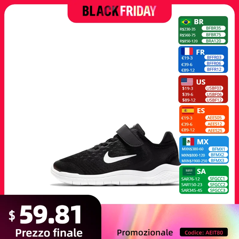 Летняя детская обувь NIKE Free RN дышащая для мальчиков и девочек спортивные