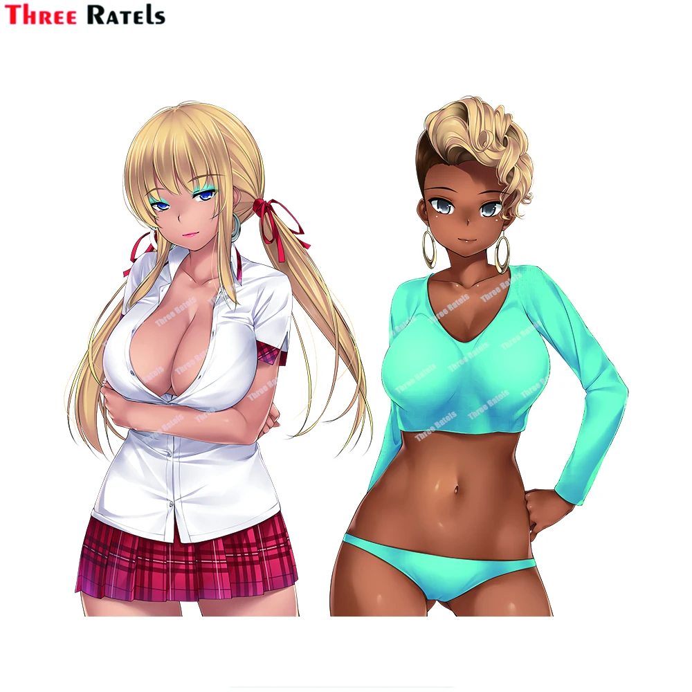 

Three Ratels D244 Anime Girl Jessie Maye And Lola Rembrite Of Huniepop 2 Stickers For Passat B6 Car Accessories Decoration Decal