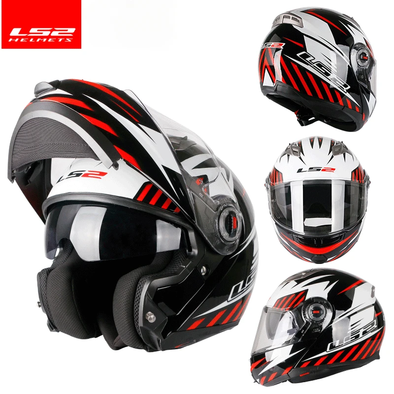 Мотоциклетный шлем LS2 FF370 закрытый Зимний с двойными линзами для мужчин и женщин