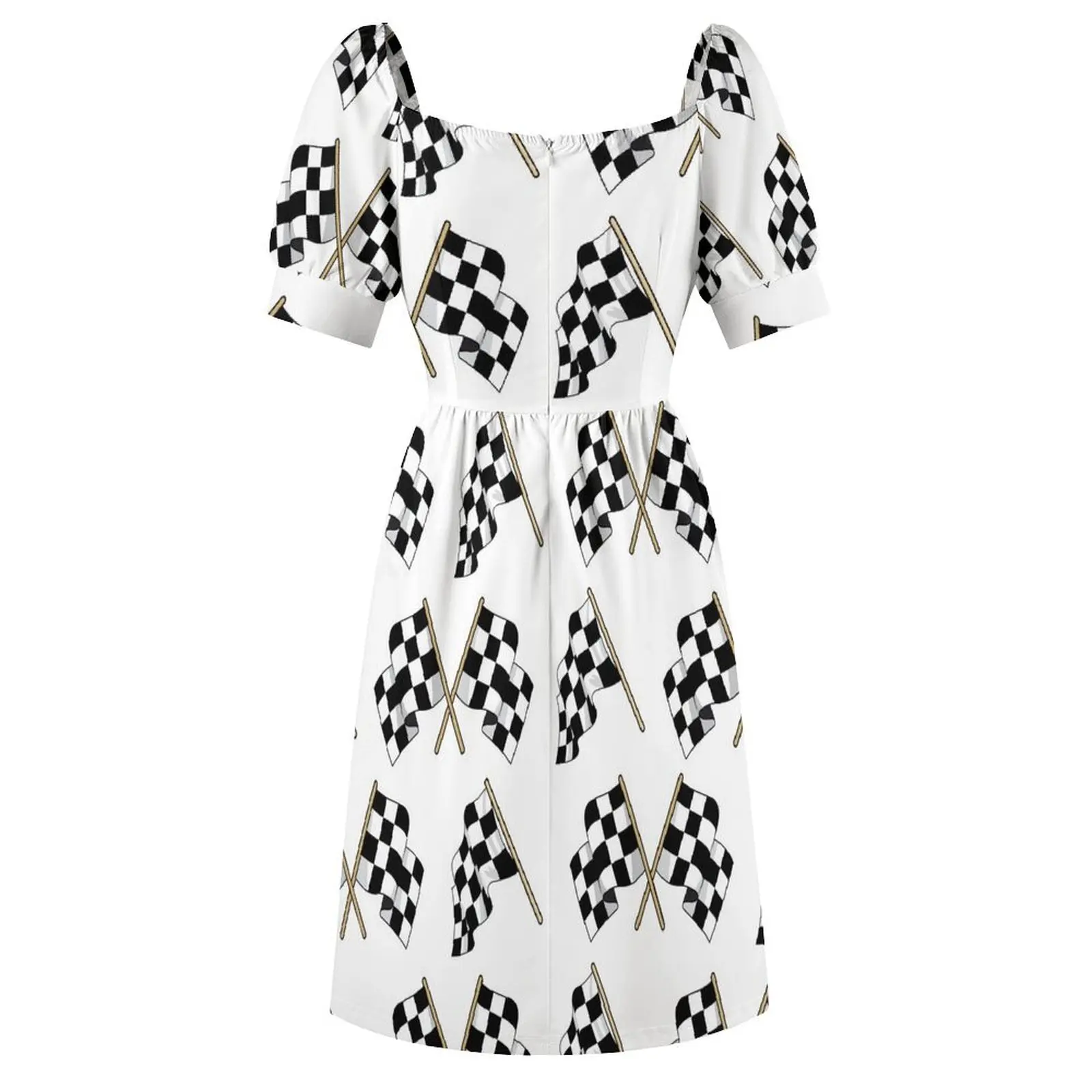 Узор гоночного флага клетчатый или клетчатый. Платье с короткими рукавами платья