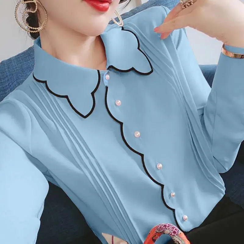 

Shirts Women Leisure Popular Sweet Girls 2022 Spring Autumn New Arrival Chiffon Blouses Holiday Female Clothes Preppy Style C116