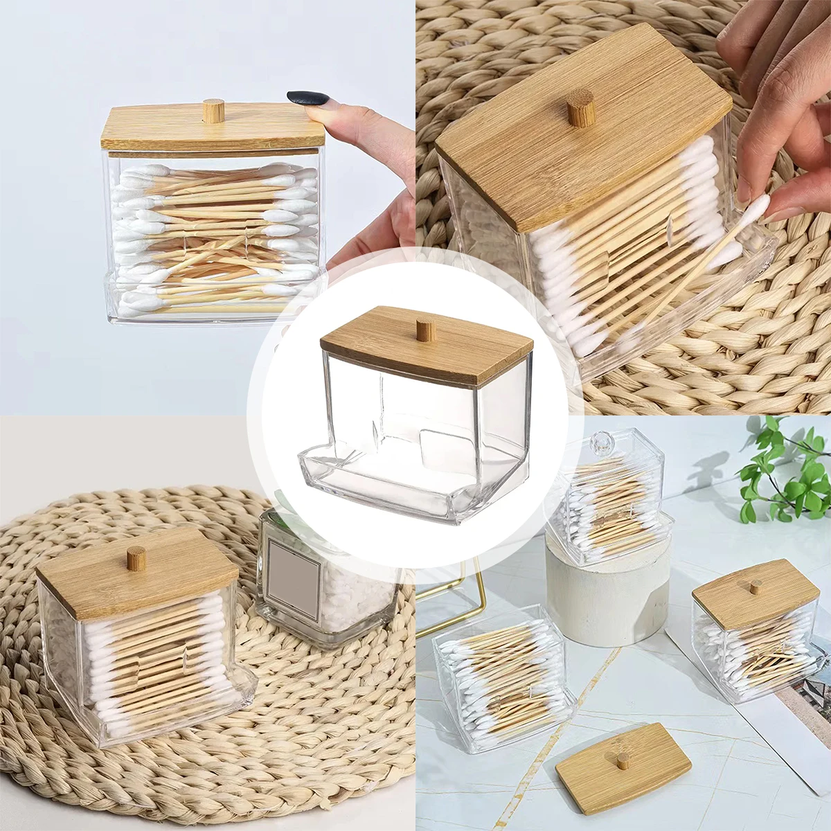 Акриловая коробка для хранения органический органайзер косметики ватных