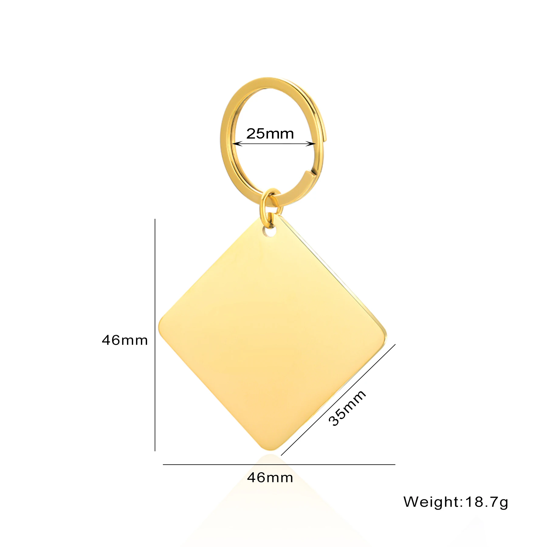 2 шт. квадратный пустой брелок из нержавеющей стали с зеркальной полировкой для DIY