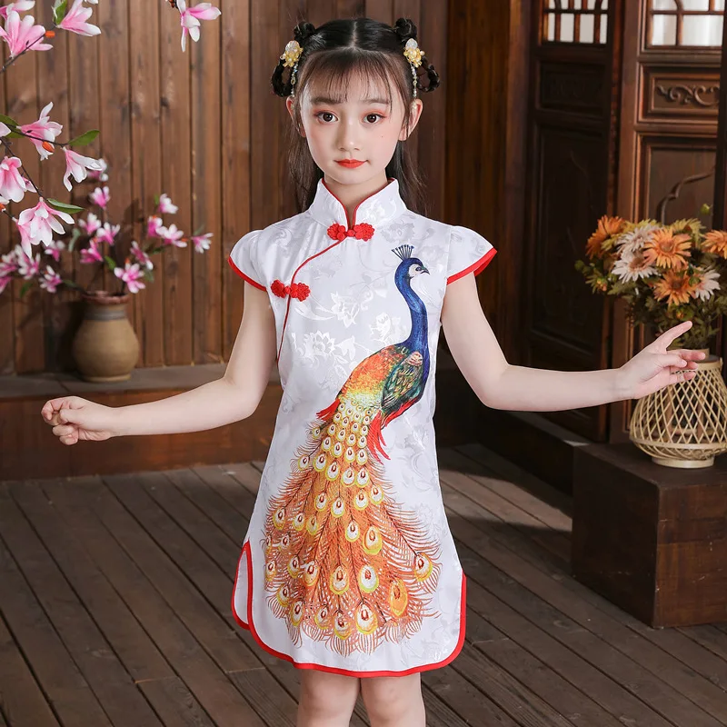 Summer Girl Dress Party Chinese Dresses Qipao Baby Casual Vestidos Fashion Kids Cheongsam Modern Performance Children's Clothing