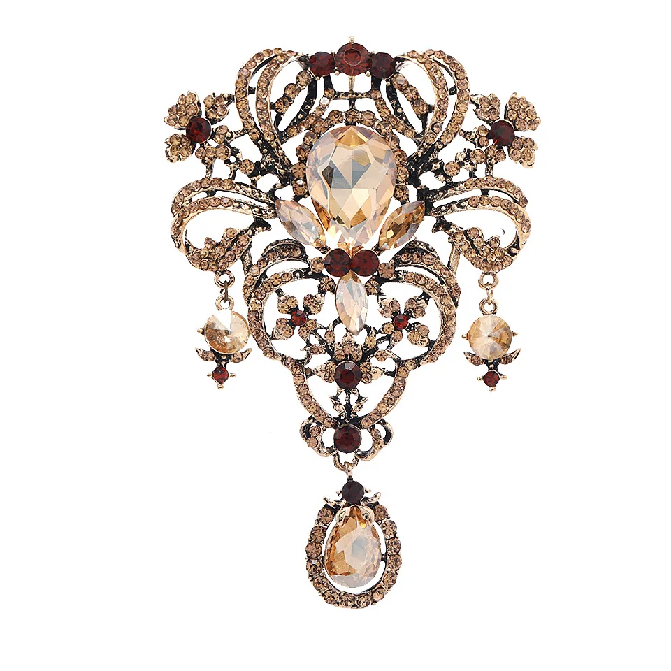 Классическая винтажная брошь со стразами и ажурным цветком роскошные броши с