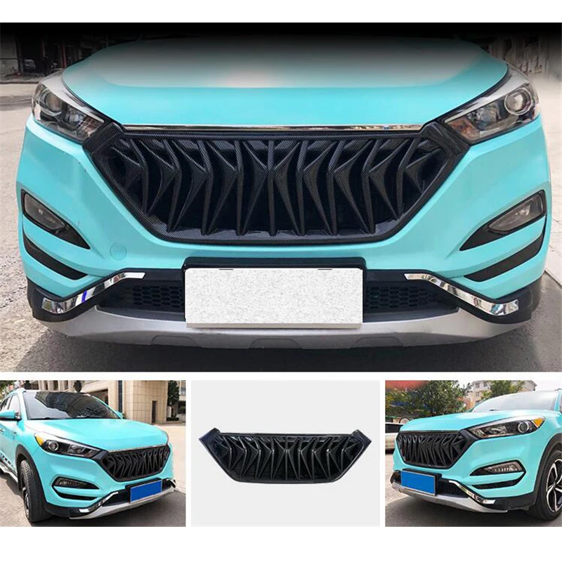

For NEW Front Bumper Grille Hyundai Tucson Improved Diamond Grill ABS Mesh Mask Decorative Cover Refit Accessories 2015-2018