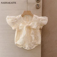 newborn baby girl clothes daisy butterfly print puff sleeve triangle romper summer cotton short sleeve girls infant clothing