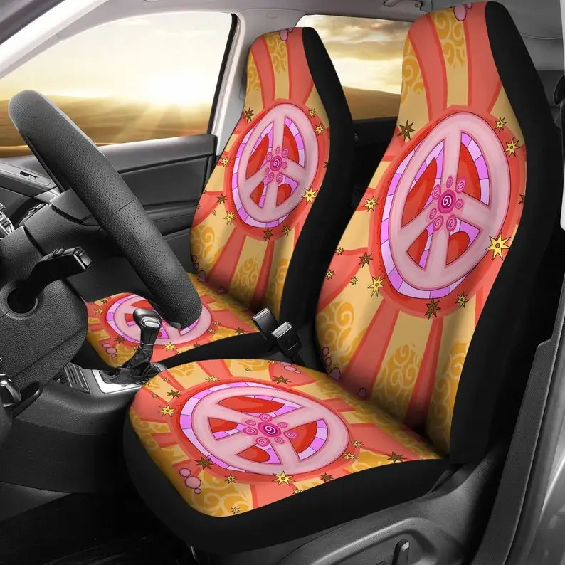 

Hippie Peace Car Seat Covers-Pattern Car Seat Covers Pair- 2 Front Seat Covers- Car Seat Covers- Car Seat Protector- Car Accesso