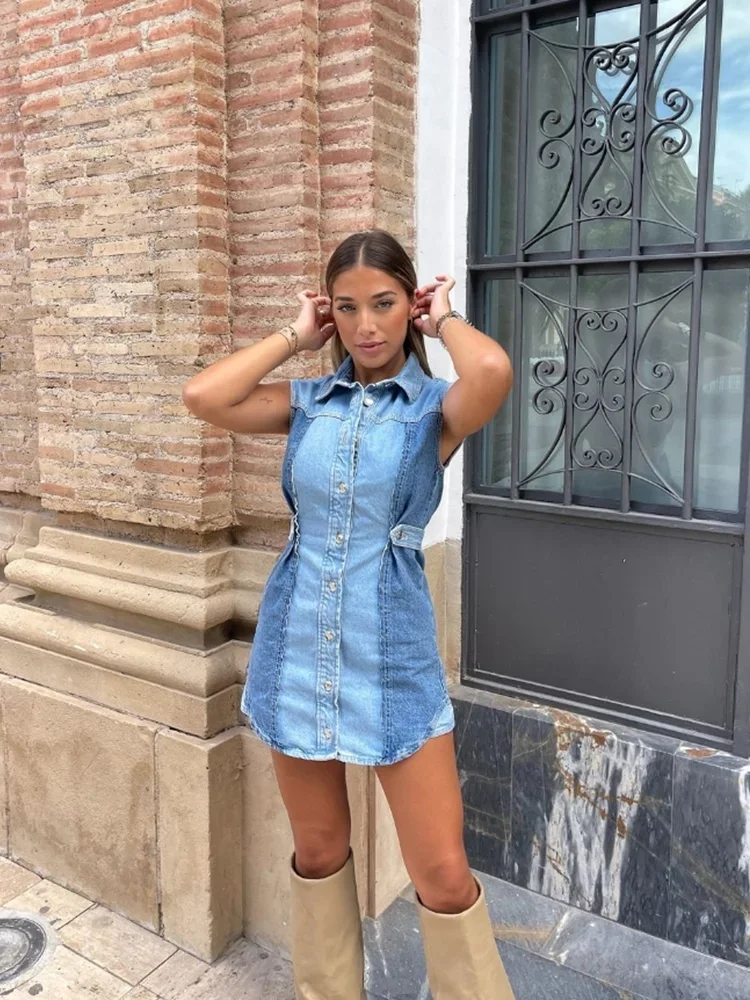 MSNOLOA Винтажное Лоскутное Мини-платье Женское Без Рукавов С Прямым Силуэтом И