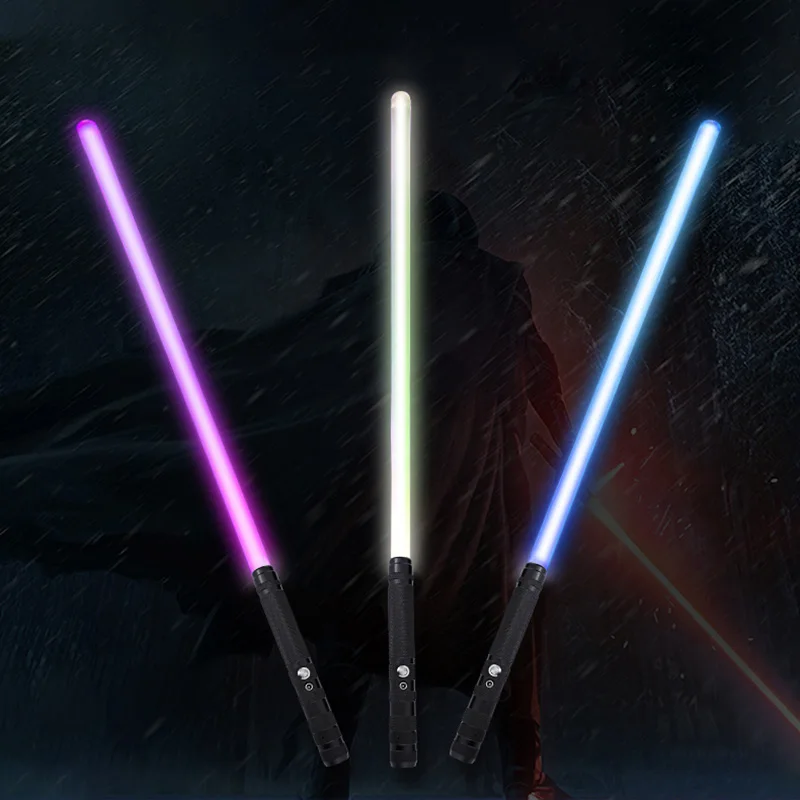 

Two In One Metal Handle Mini Lightsaber RGB 7 Colors Laser Sword Heavy Dueling Sound Lightsaber Cosplay Stage Props Kids Toys