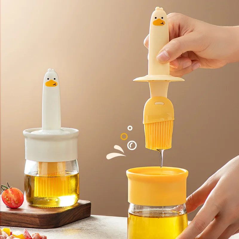

Oil Brush with Bottle Household High-temperature Resistant Silicone Kitchen Pancake Food Grade Barbecue and Baking Integrated