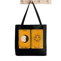 women shopper bag the sun and moon tarot cards in gold bag harajuku shopping canvas shopper bag girl handbag shoulder lady bag