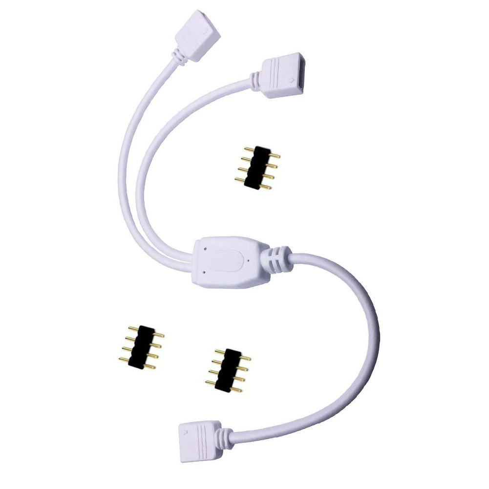 

1 To 2 RGB 4Pin LED Strip Light Female Male Connector Cable Extension LED RGB Y Splitter Cable 3528 5050 Lighting Accessories