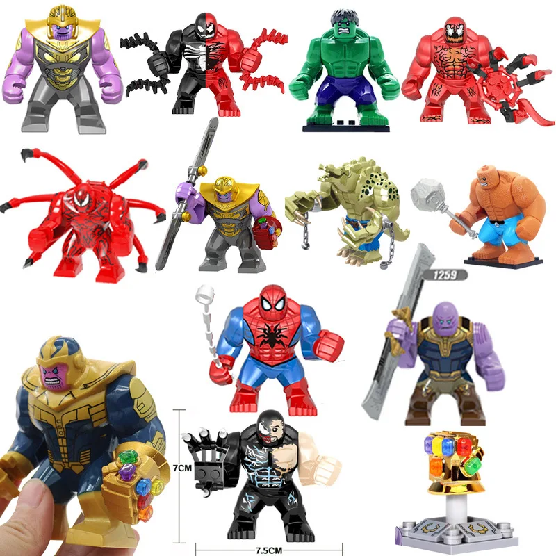 

New 30 Disney Hulk Thanos Spider Blocks Toys Anime Figure Venom Wolverine Super Mans Heroes Building For Children Boy Girls Gift