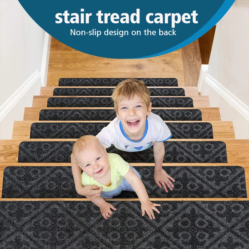 

Stair Mat Home Step Mat Embossed Floor Non-slip Silence Pad Practical Stain-resistant Carpet Decoracion Area Rug Self-adhesive