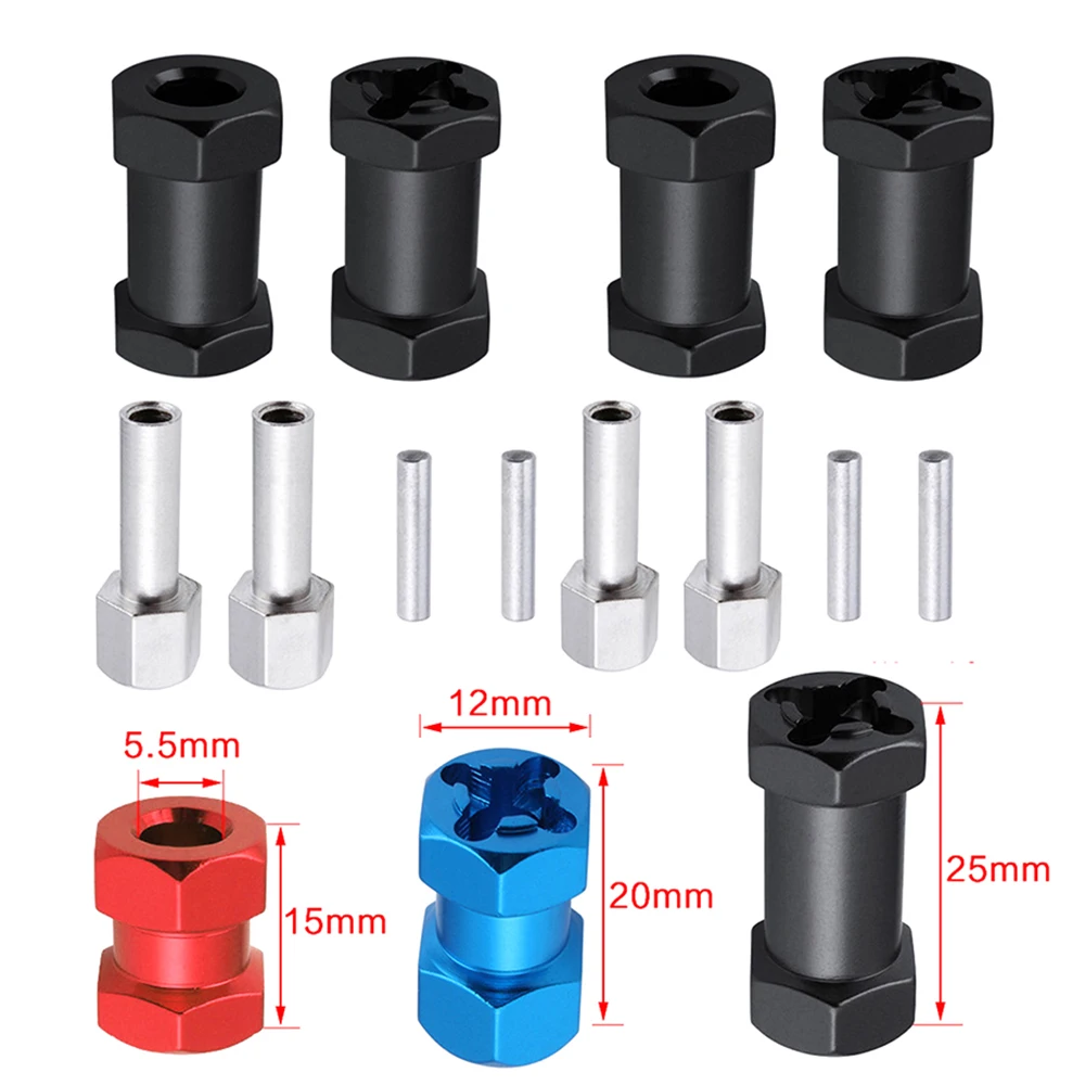 

4Pcs Thickness 15mm/20mm/25mm/ Extension Parts 12mm Hex Wheel Hubs For Axial scx10 D90 90046 Tamiya MST 1/10 RC Car Crawler