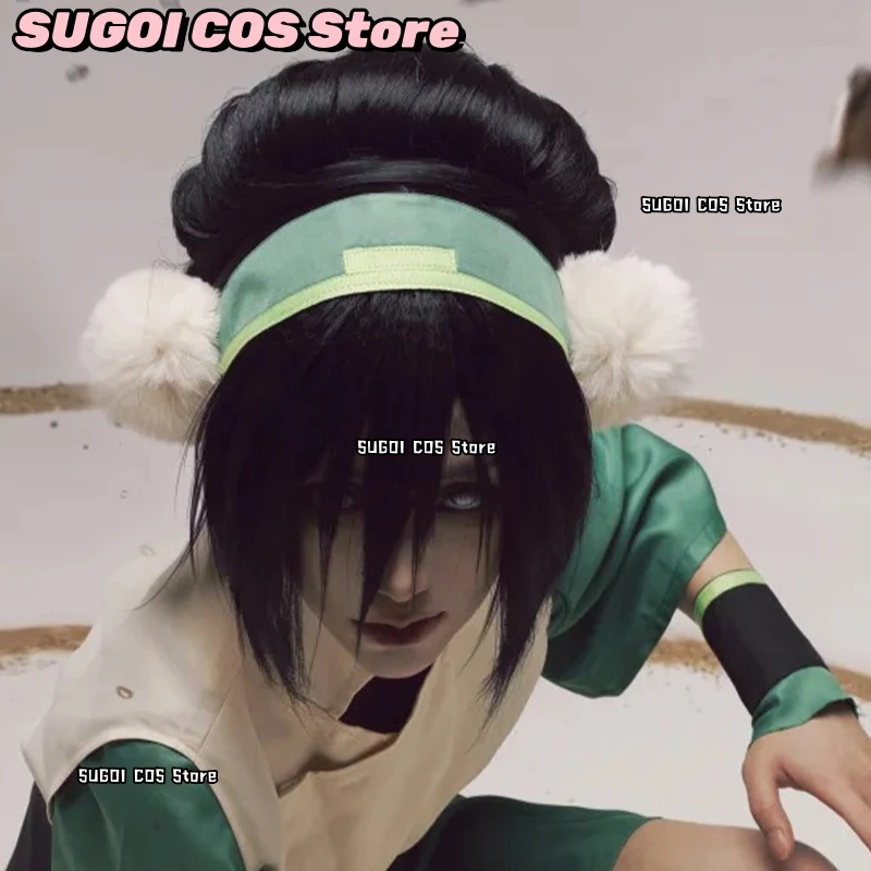Фото Парик для косплея SUGOI COS+Blind Bandit Toph Beifong, индивидуальный стиль, для аниме и кино, мощный образ, для Хэллоуина, женский, для костюмированных мероприятий №1