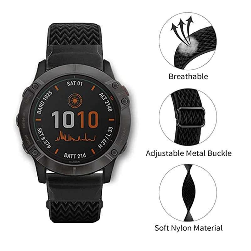 Новый эластичный нейлоновый ремешок 20 22 мм для Garmin Fenix 7 6S 5 Plus подход S62 S60 Плетеный