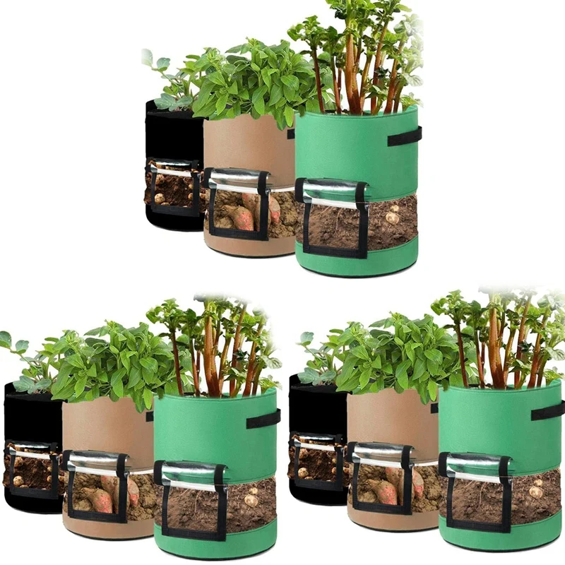 

9 Bags Of Potato Tomato Planting Bags, Garden Vegetable Planting Bags For Strawberries, Flowers And Vegetables