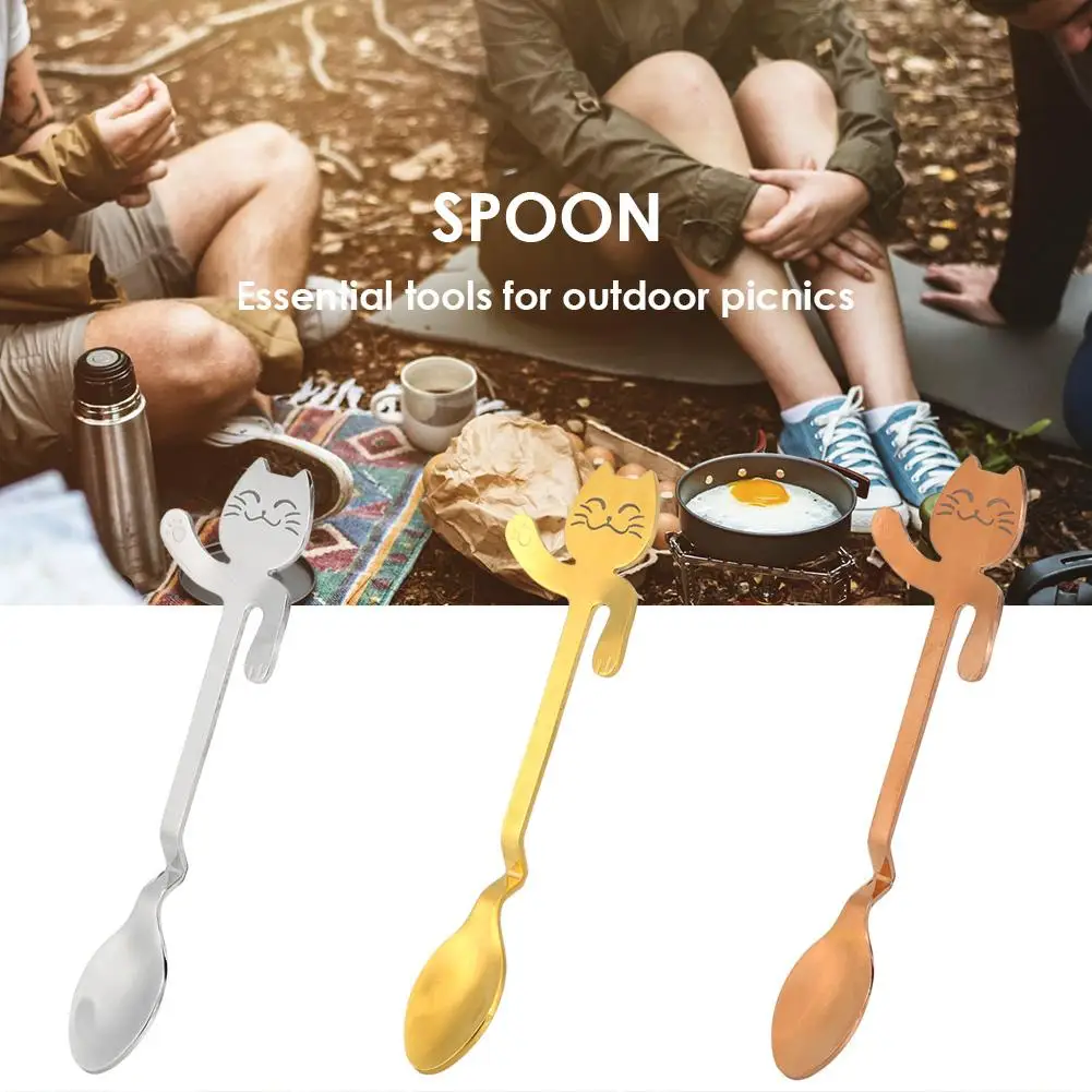 

Кофейная ложка из нержавеющей стали в форме милого кота, длинная ручка, подвесные инструменты для перемешивания молока, чашка, аксессуары д...