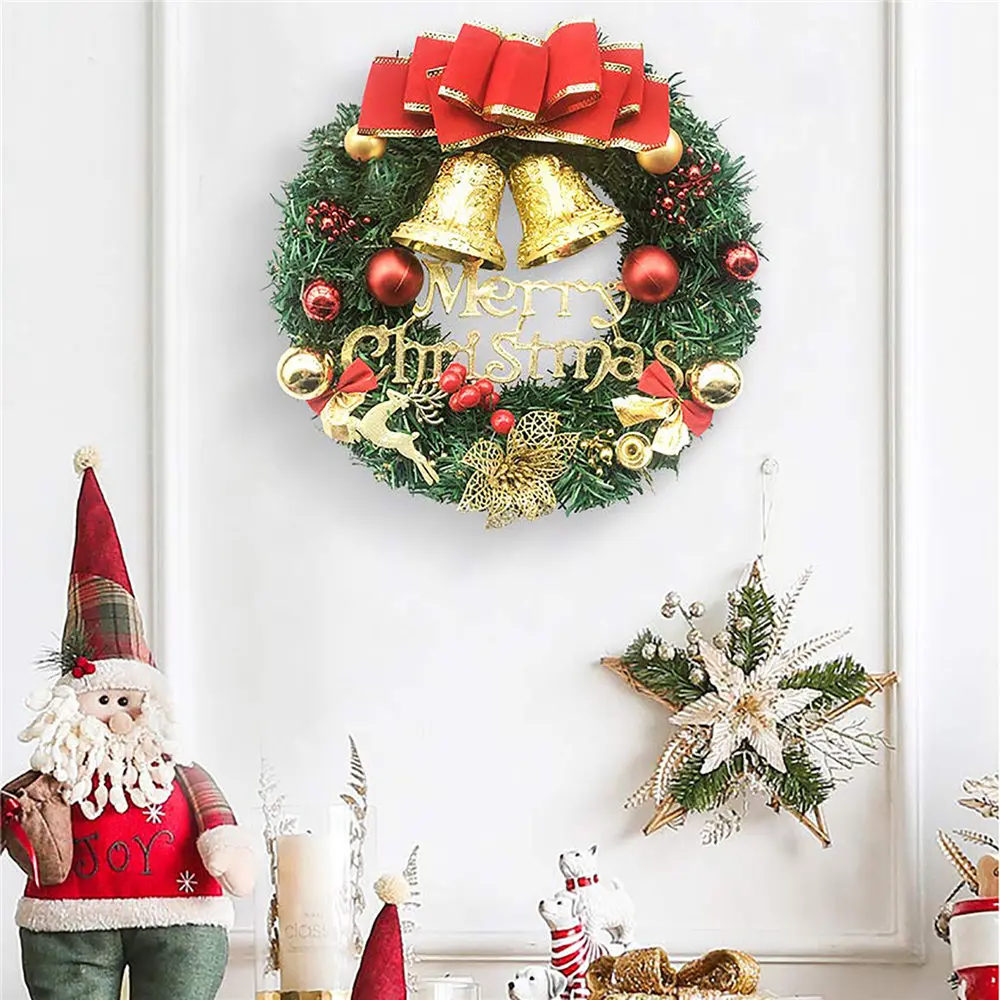 

Christmas Wreath For Front Door Merry Christmas Garlands Decor For Home Window Xmas Tree Hanging Ornaments New Year 2022 Navidad