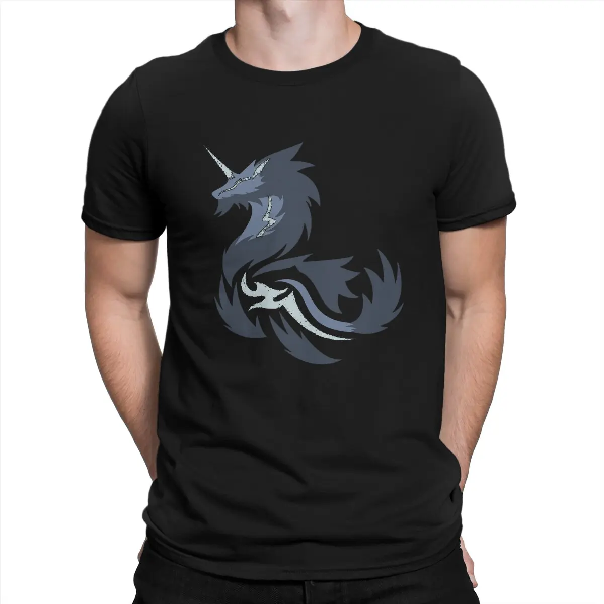 

Schnee Blitz - Kirin Ashu T-Shirts for Men Monster Hunter Fantasy-themed Action Role-playing Games Novelty Pure Cotton Tee Shirt