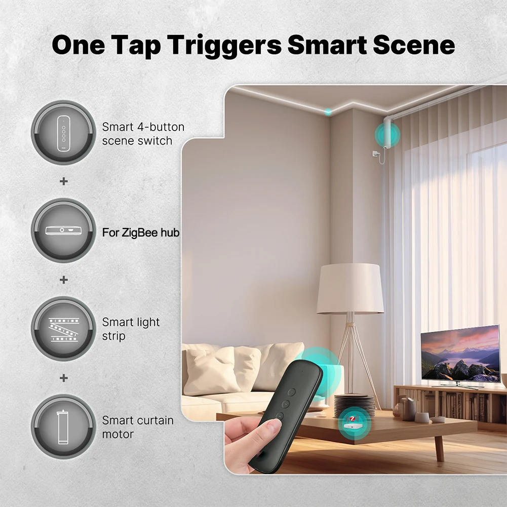 Беспроводной интеллектуальный переключатель сцен с 4 кнопками-ZigBee Light Touch Switch